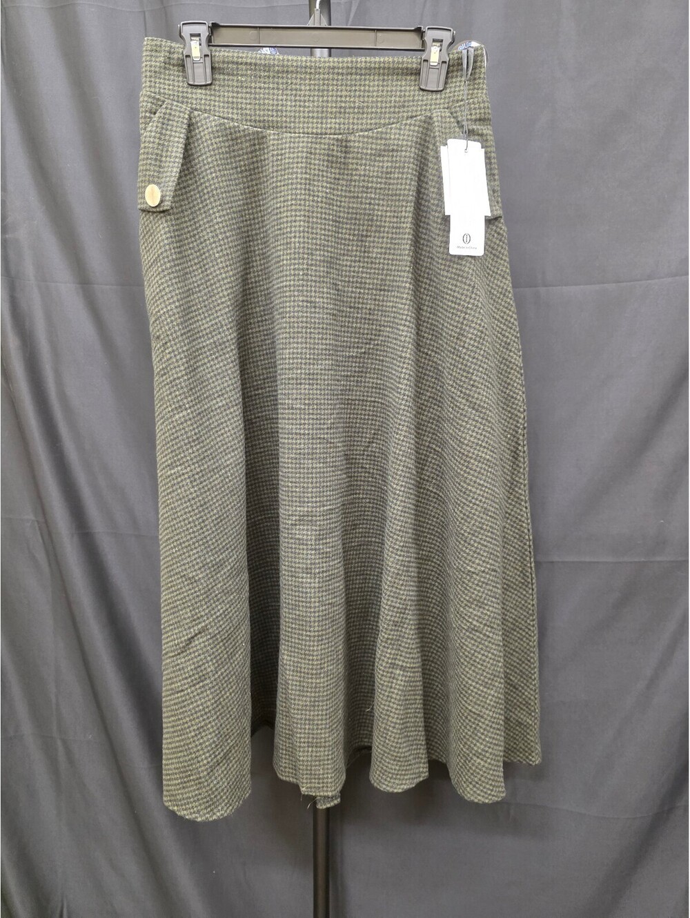 IDEALSANXUN WOMEN’S FALL WINTER PLAID A‑LINE LONG SKIRT ARMY MEDIUM